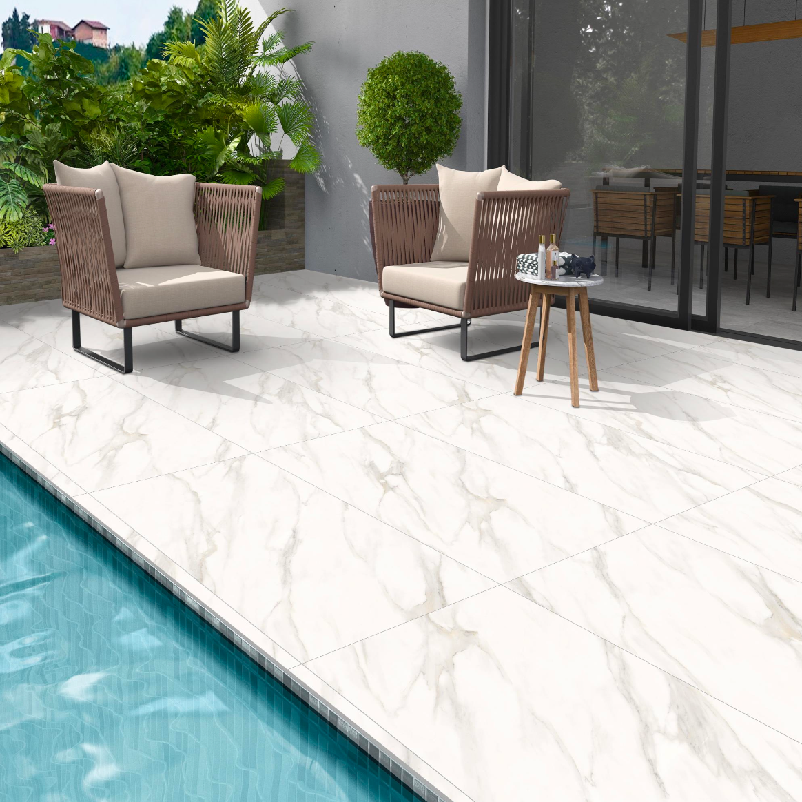 Calcatta Porcelain Tile with Stone Effect, 60x120 cm, 20 mm