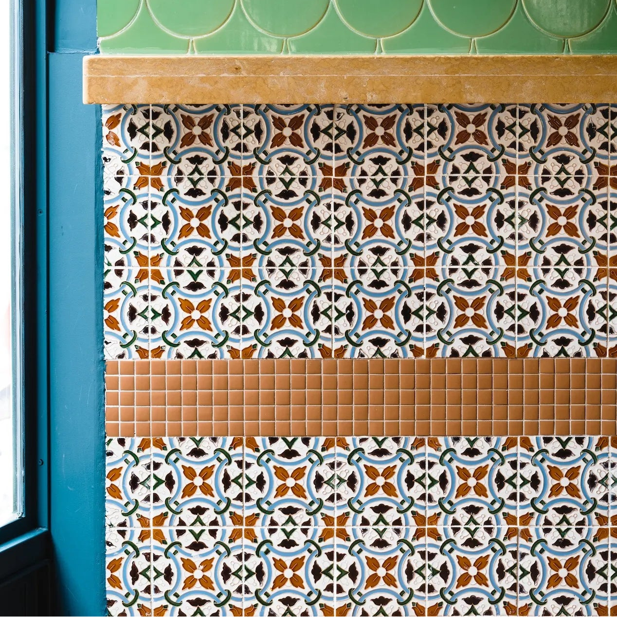 Traditional Hand-Painted White & Floral Portuguese Azulejos Tile, Glossy, 14x14 cm