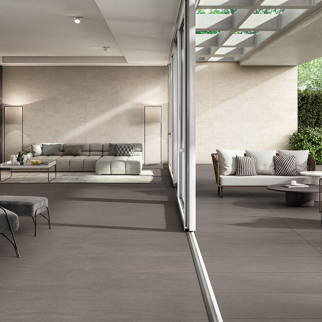 Norgestone Dark Grey Porcelain Tile with Stone Effect, 60x120 cm