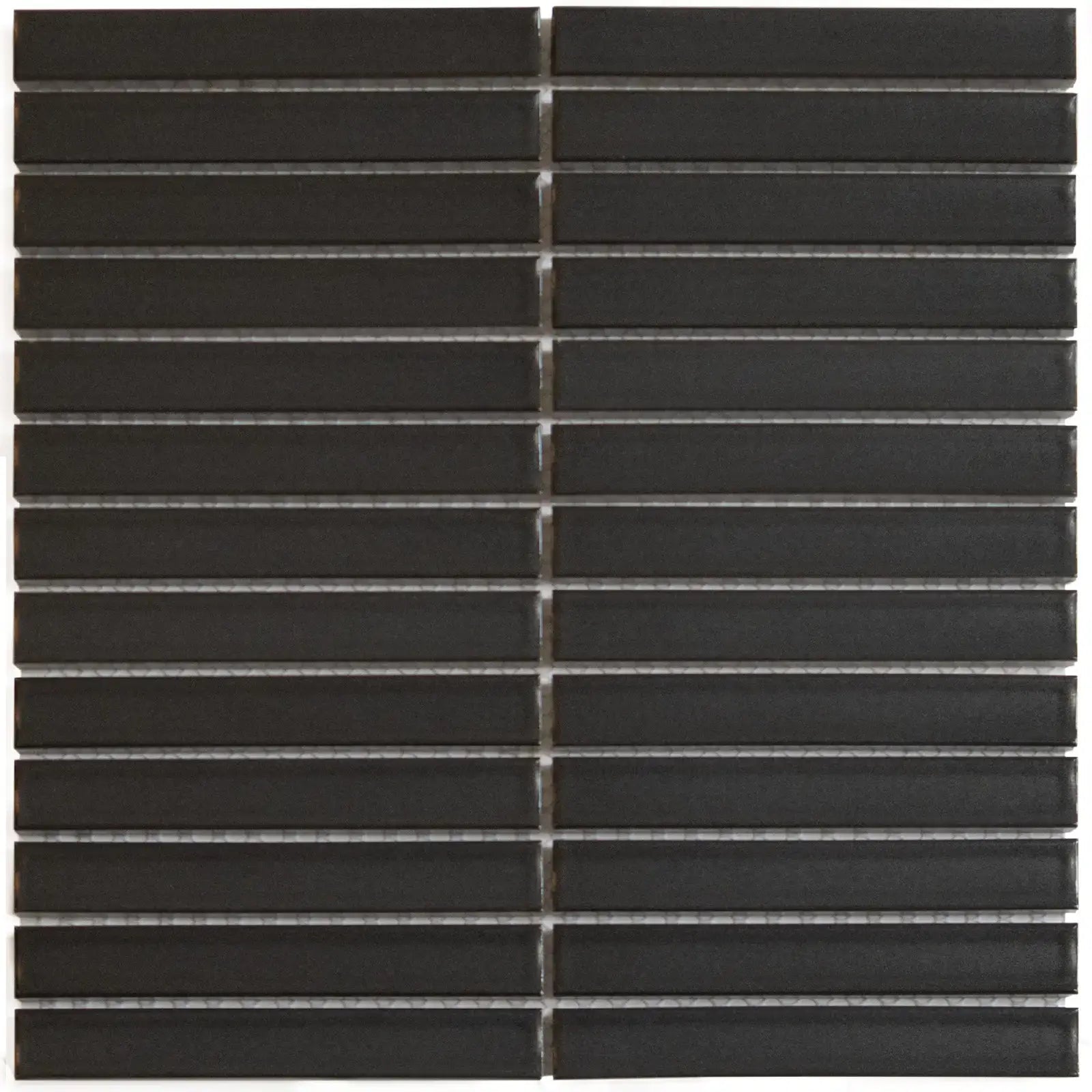 The Sevilla Mosaic Tiles, in a Carbon Shade Matt Black, with a size of 20x145mm.