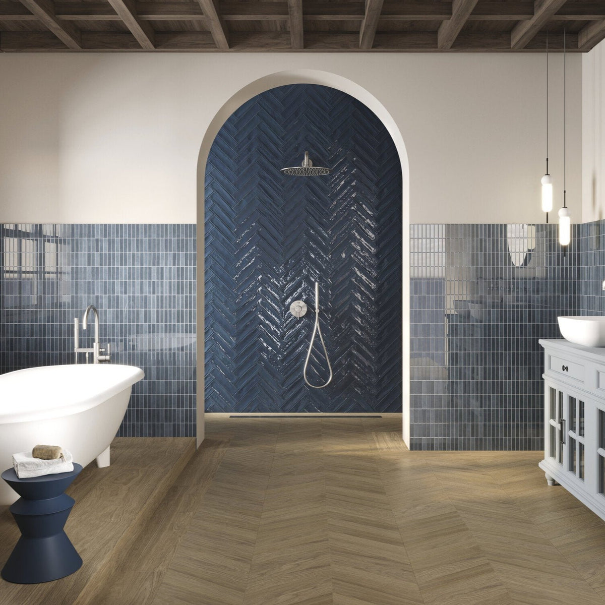 Mud Blue Subway Tile, Glossy, 7.5x30 cm, 8 mm